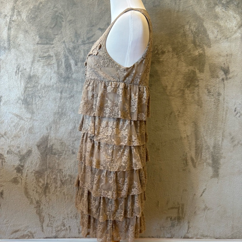 Boho Bohemian Flapper 1920s Lace Tiered Sleeveless Dress Sz M - Picture 7 of 12